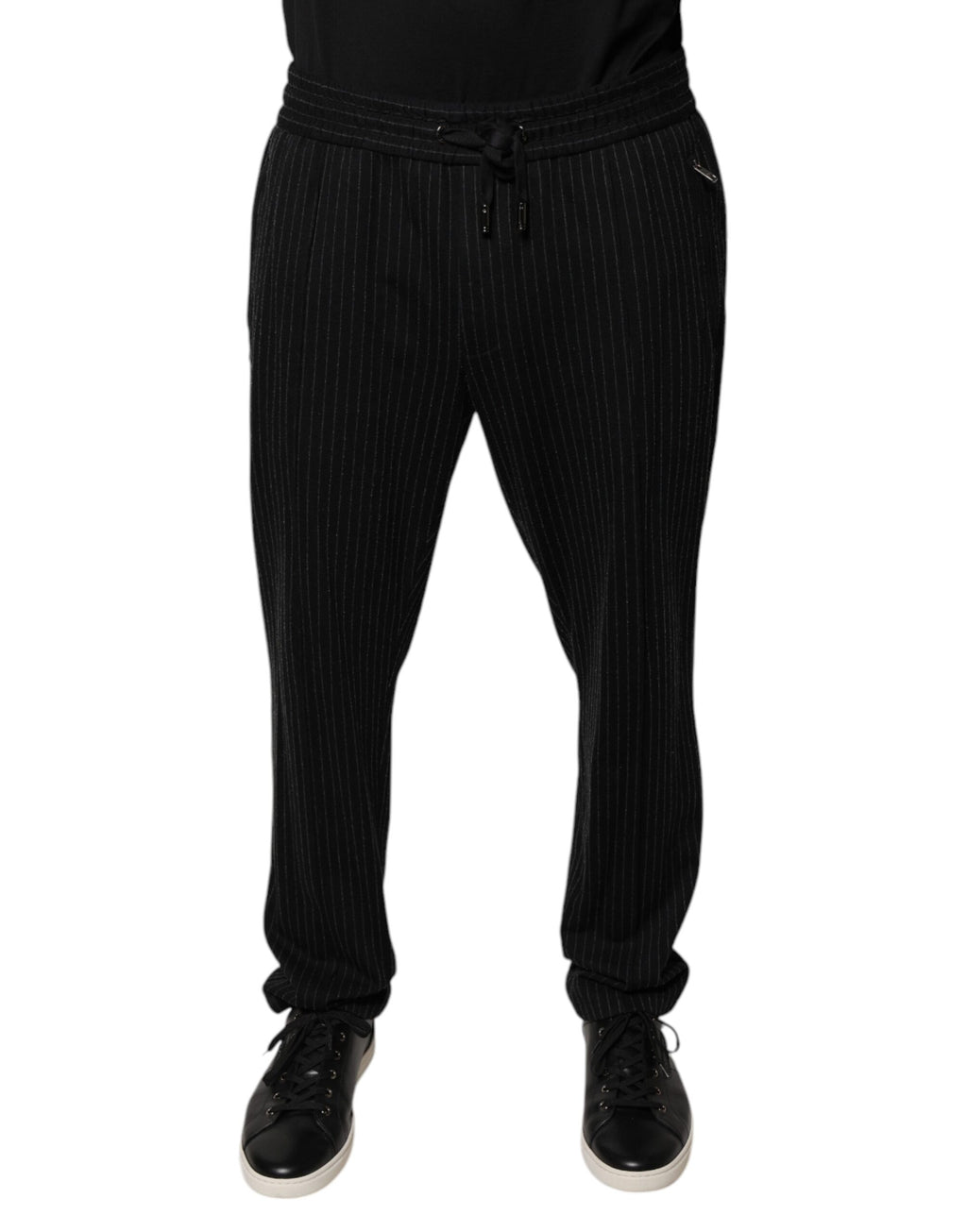 Pantalon skinny en viscose à rayures noires de Dolce & Gabbana, vêtement élégant pour femme.