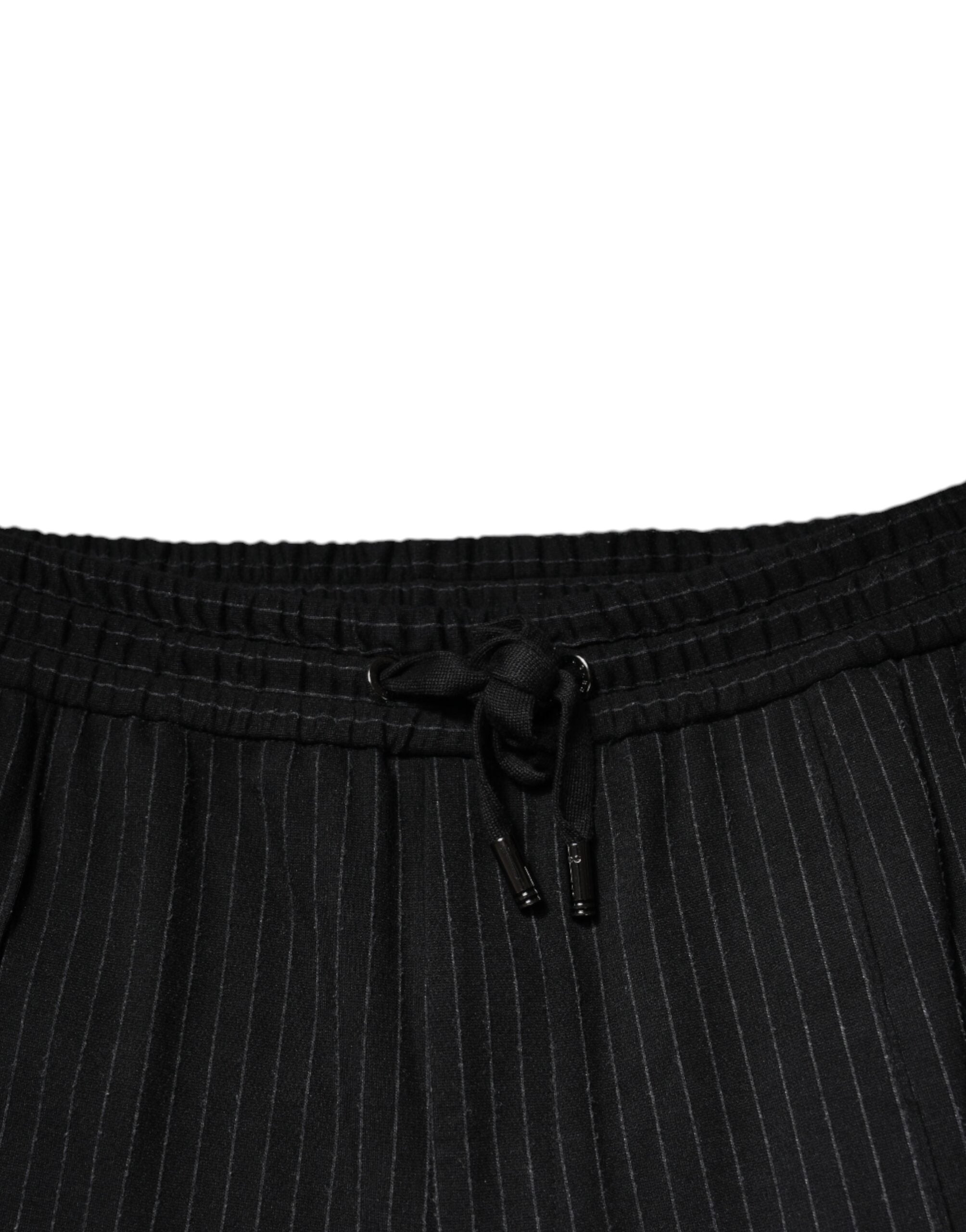 Pantalon skinny noir à rayures en viscose de Dolce & Gabbana, style élégant et ajusté pour femmes.
