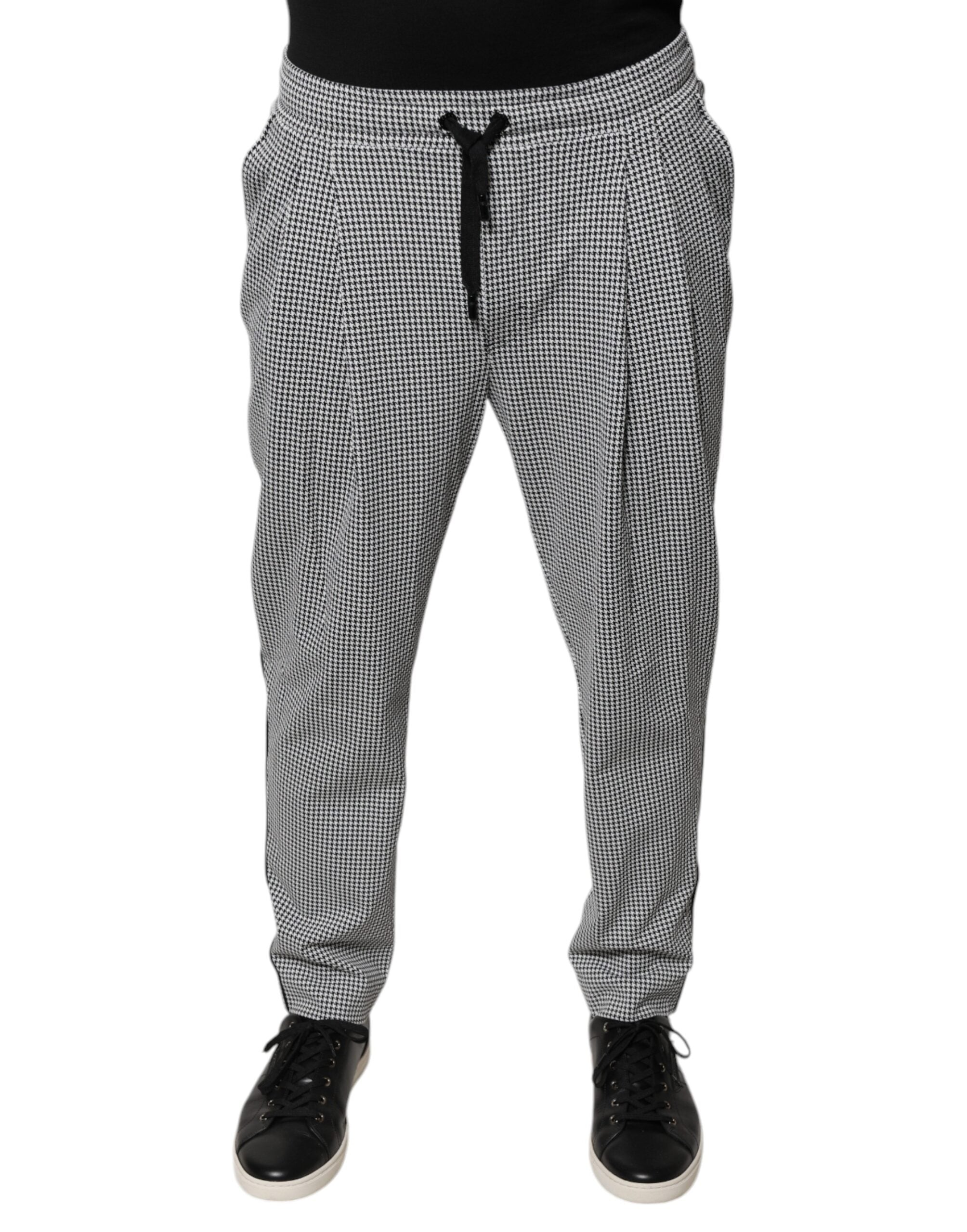 Pantalon skinny Dolce & Gabbana à motif pied-de-poule noir et blanc, style élégant pour femme.