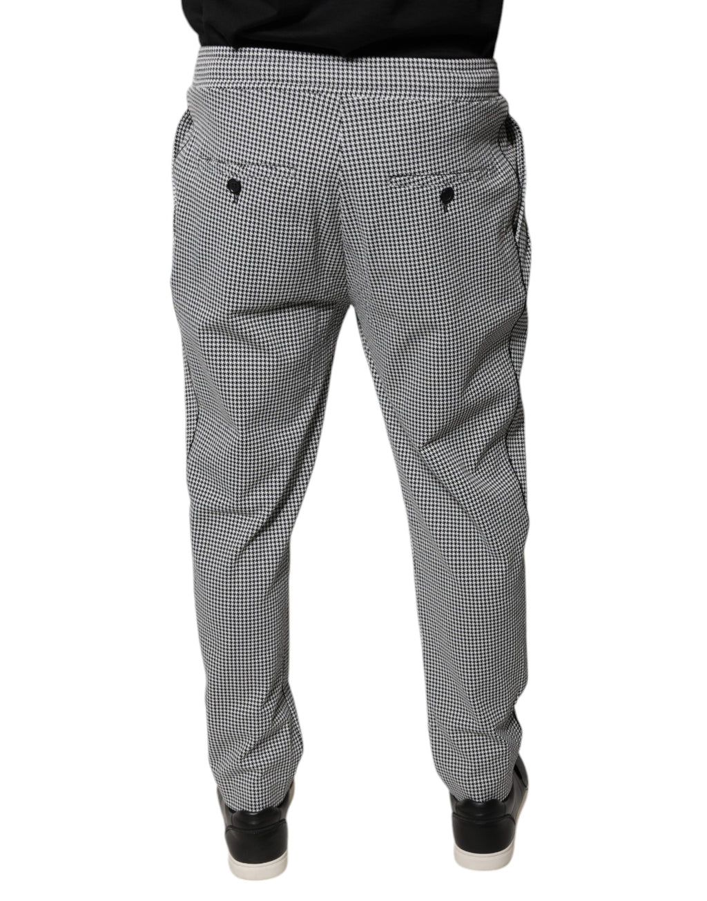 Pantalon skinny à carreaux pied-de-poule noir et blanc de Dolce & Gabbana, style élégant et ajusté.