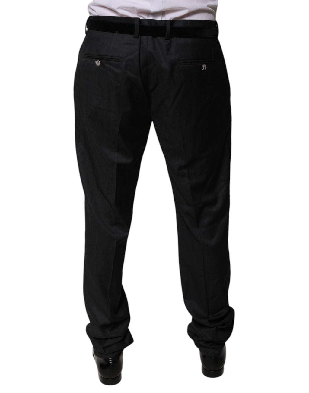 Pantalon de costume noir en laine Dolce & Gabbana, coupe tapered, vêtements formels pour homme.