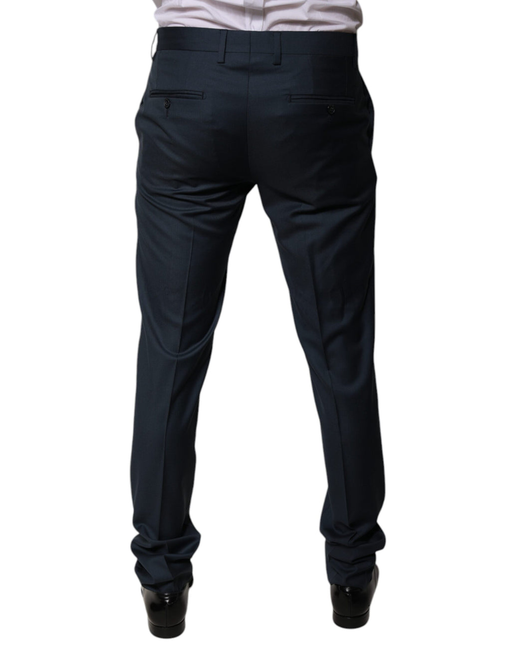 Pantalons de costume en laine bleue Dolce & Gabbana, coupe tapered, pour homme, élégants et raffinés.