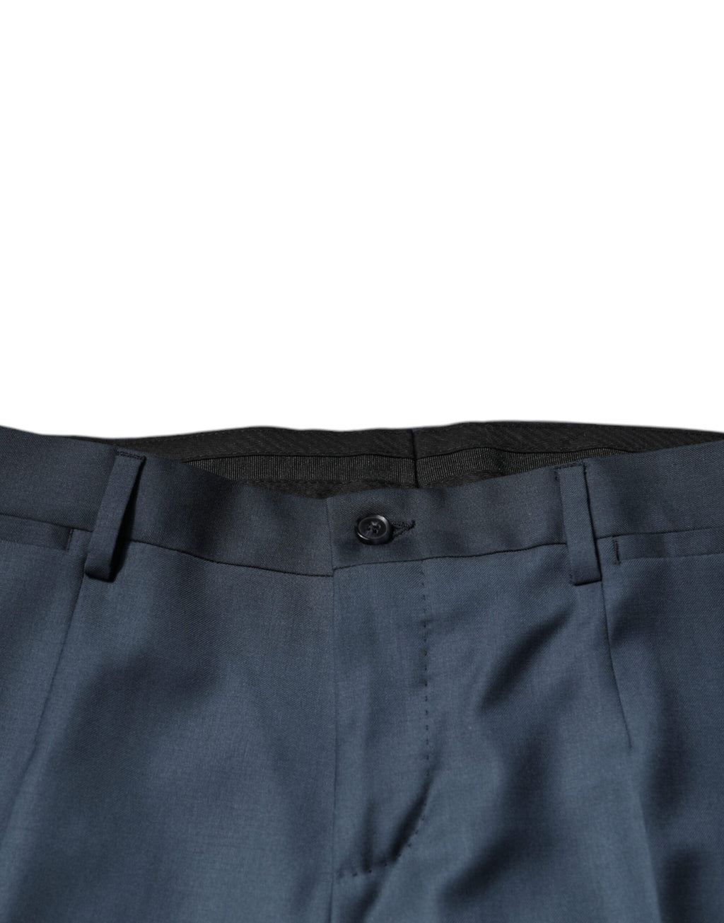 Pantalon formel en laine bleue Dolce & Gabbana, coupe tapered, élégance pour occasion spéciale, vue de face.