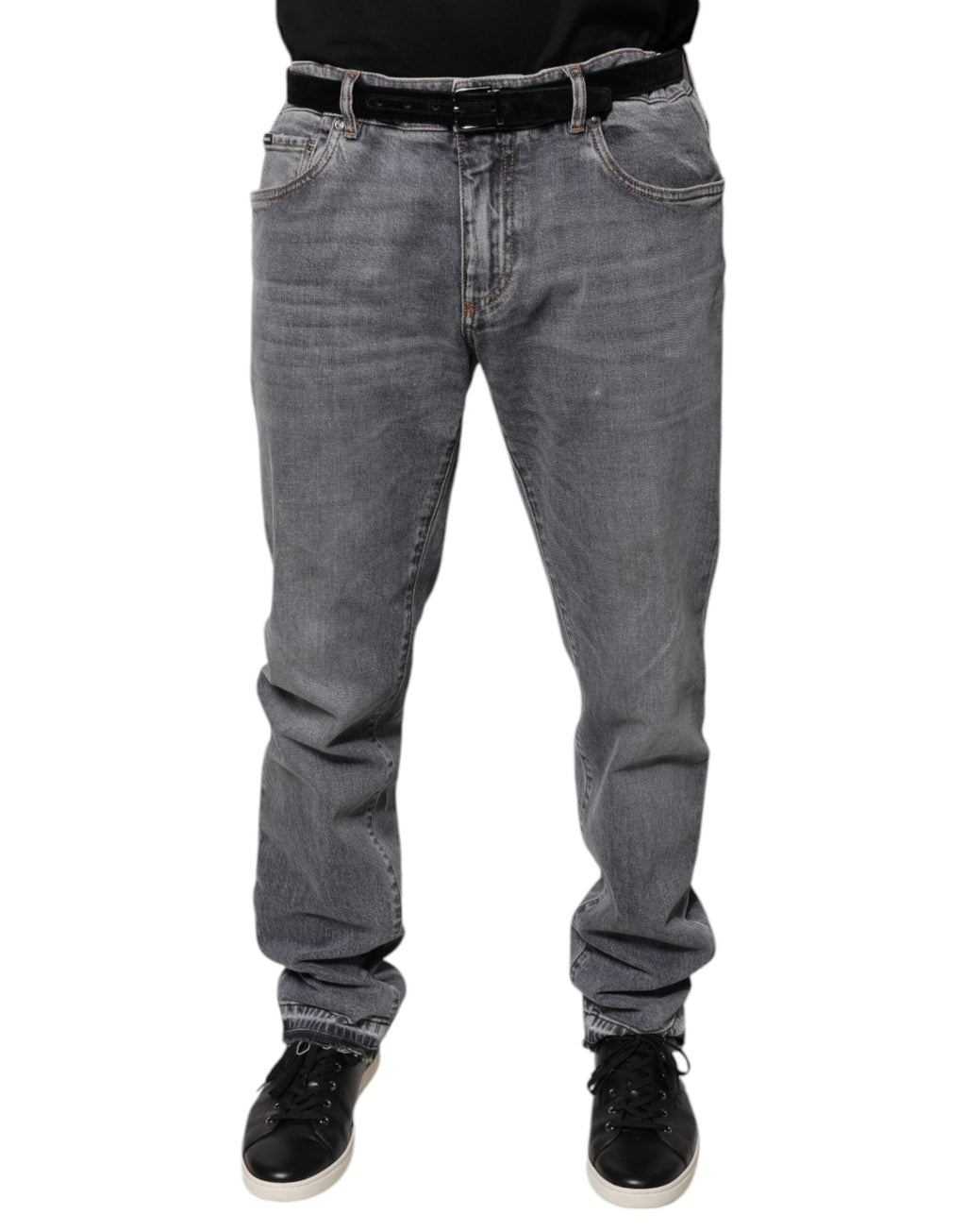 Jeans skinny en denim gris à logo Dolce & Gabbana en coton stretch, mode élégante et ajustée pour femmes.