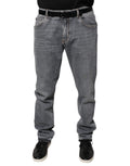 Jeans skinny en denim gris à logo Dolce & Gabbana en coton stretch, mode élégante et ajustée pour femmes.