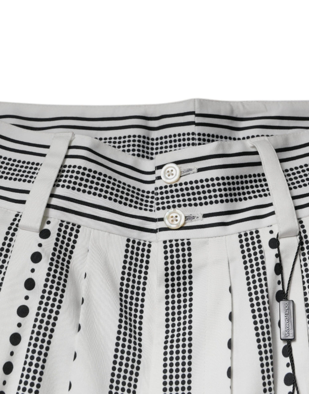 Pantalon droit blanc Dolce & Gabbana pour homme, pantalon formel élégant en tissu léger, vue de face.