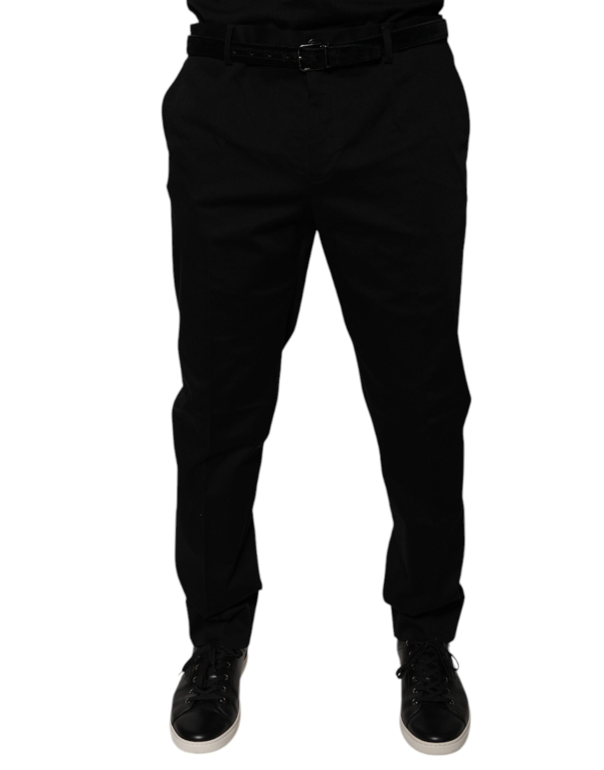 Pantalon de costume noir Dolce & Gabbana à coupe fuselée, en tissu élégant avec détails sophistiqués pour homme ou femme.