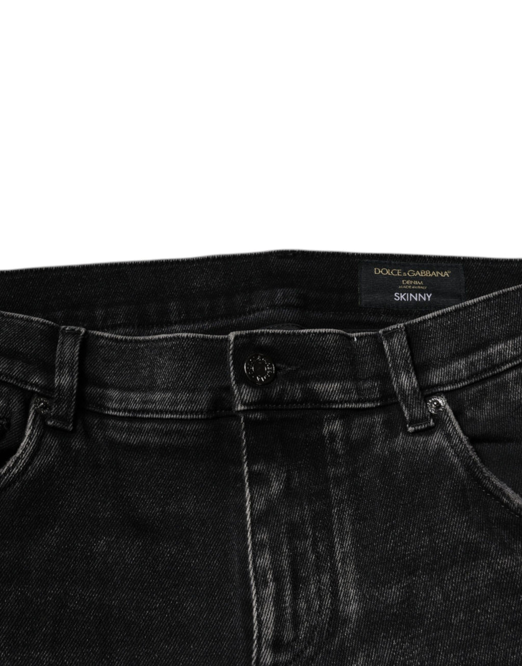 Jeans skinny en coton stretch noir Dolce & Gabbana pour homme, coupe ajustée et moderne, visible en image.