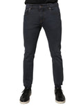 Jean skinny en denim coton gris foncé Dolce & Gabbana, coupe ajustée, détails modernes, vue de face.