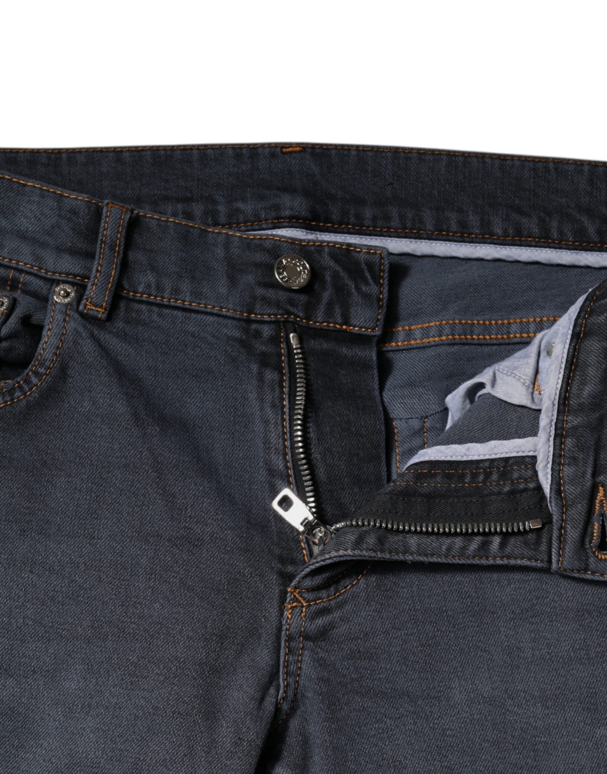 Jeans skinny en denim gris foncé en coton de Dolce & Gabbana, ajustés, avec détails modernes et style élégant.