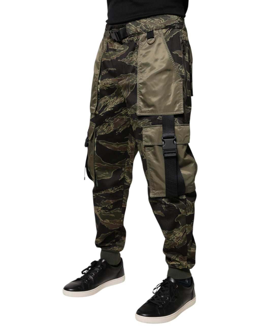 Pantalons cargo jogger en coton vert de Dolce & Gabbana, style décontracté et confortable pour homme.