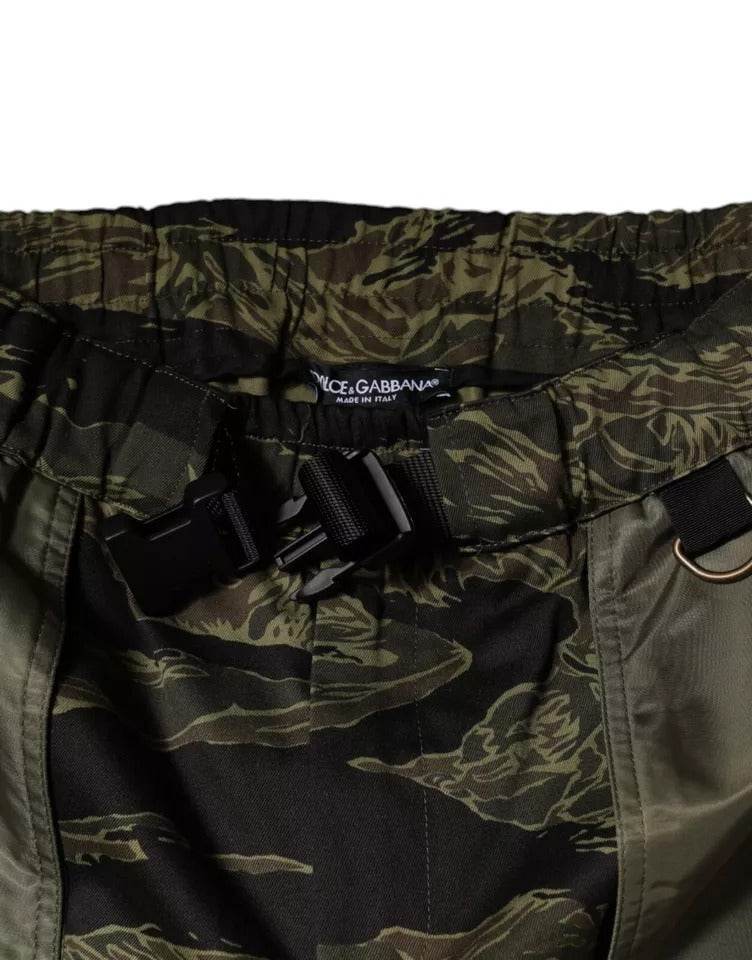 Pantalons cargo en coton vert Dolce & Gabbana pour homme, style décontracté et confortable avec poches multiples.