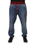Jean droit en denim stretch bleu Dolce & Gabbana en coton, visible avec poches et couture détaillée.