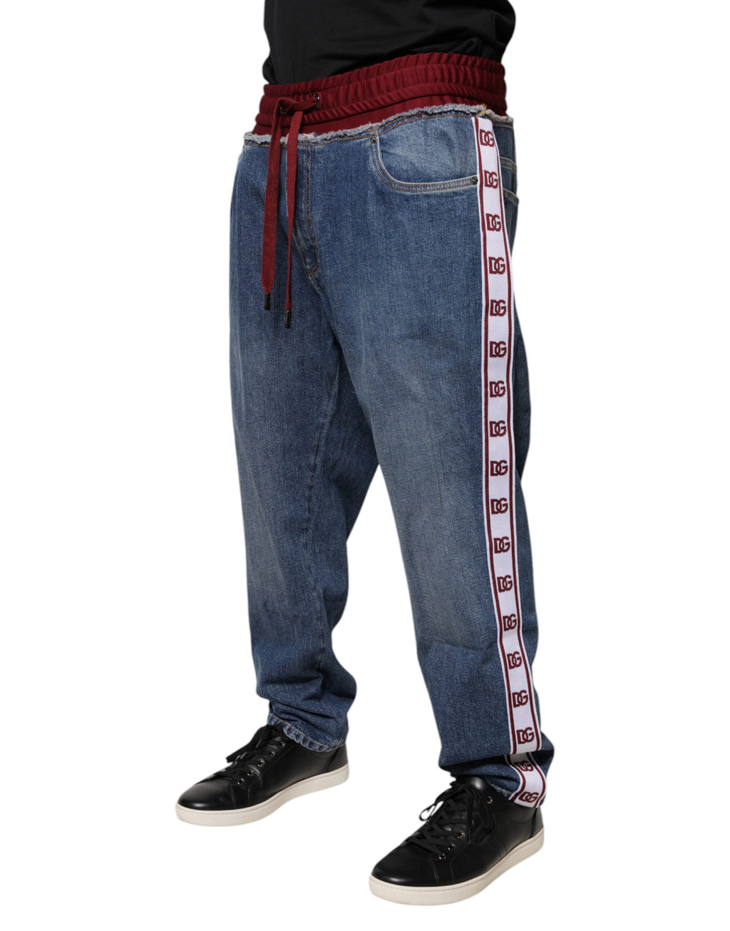 Jeans en denim droit en coton stretch bleu de Dolce & Gabbana, style décontracté avec finitions soignées.
