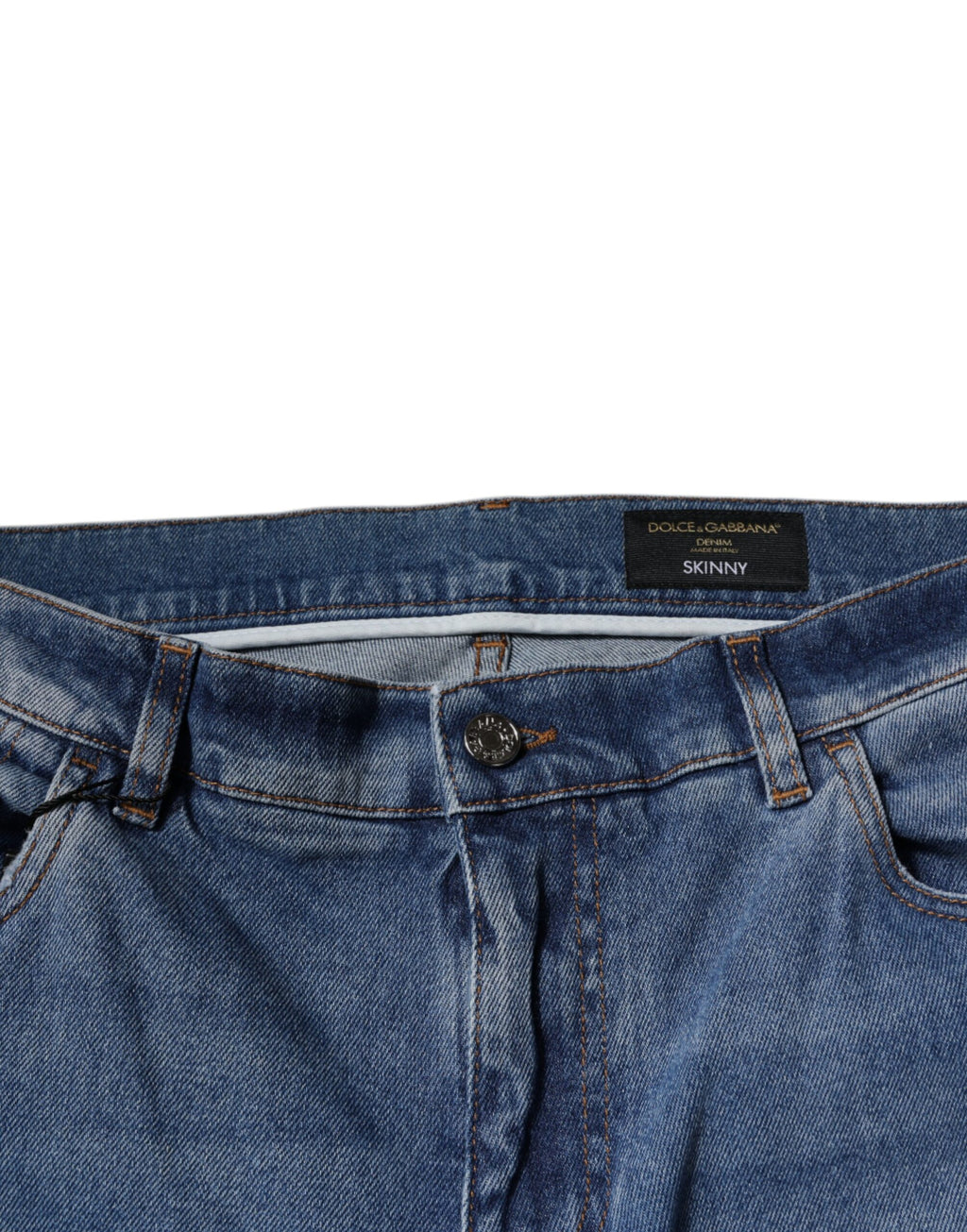 Jeans Skinny en denim blanc en coton pour homme de Dolce & Gabbana Light Blue, visibles avec détails de couture.