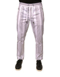 Pantalon skinny en coton à rayures blanches de Dolce & Gabbana, style élégant et confortable, visible avec détails de rayures.