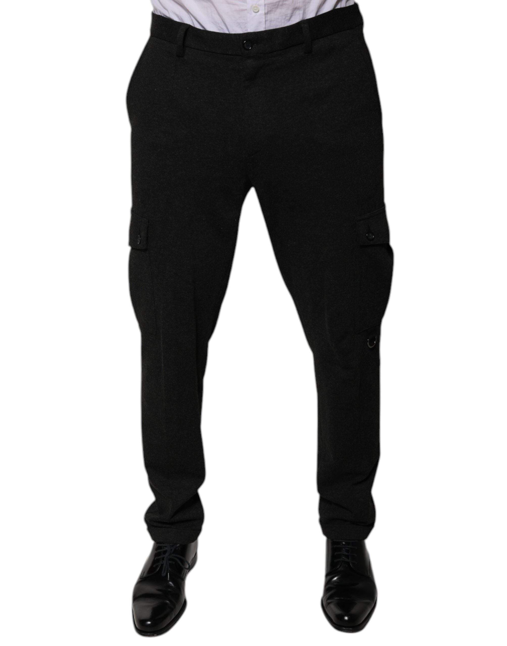 Pantalons cargo décontractés pour homme de couleur noire en viscose de Dolce & Gabbana, style casual et tendance.