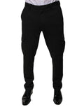 Pantalon cargo noir en viscose pour homme de Dolce & Gabbana, style décontracté avec poches latérales et coupe confortable