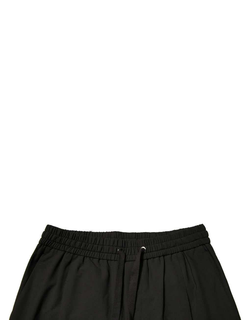 Pantalons de jogging noirs en laine Dolce & Gabbana, style décontracté avec ceinture élastique et poches latérales.