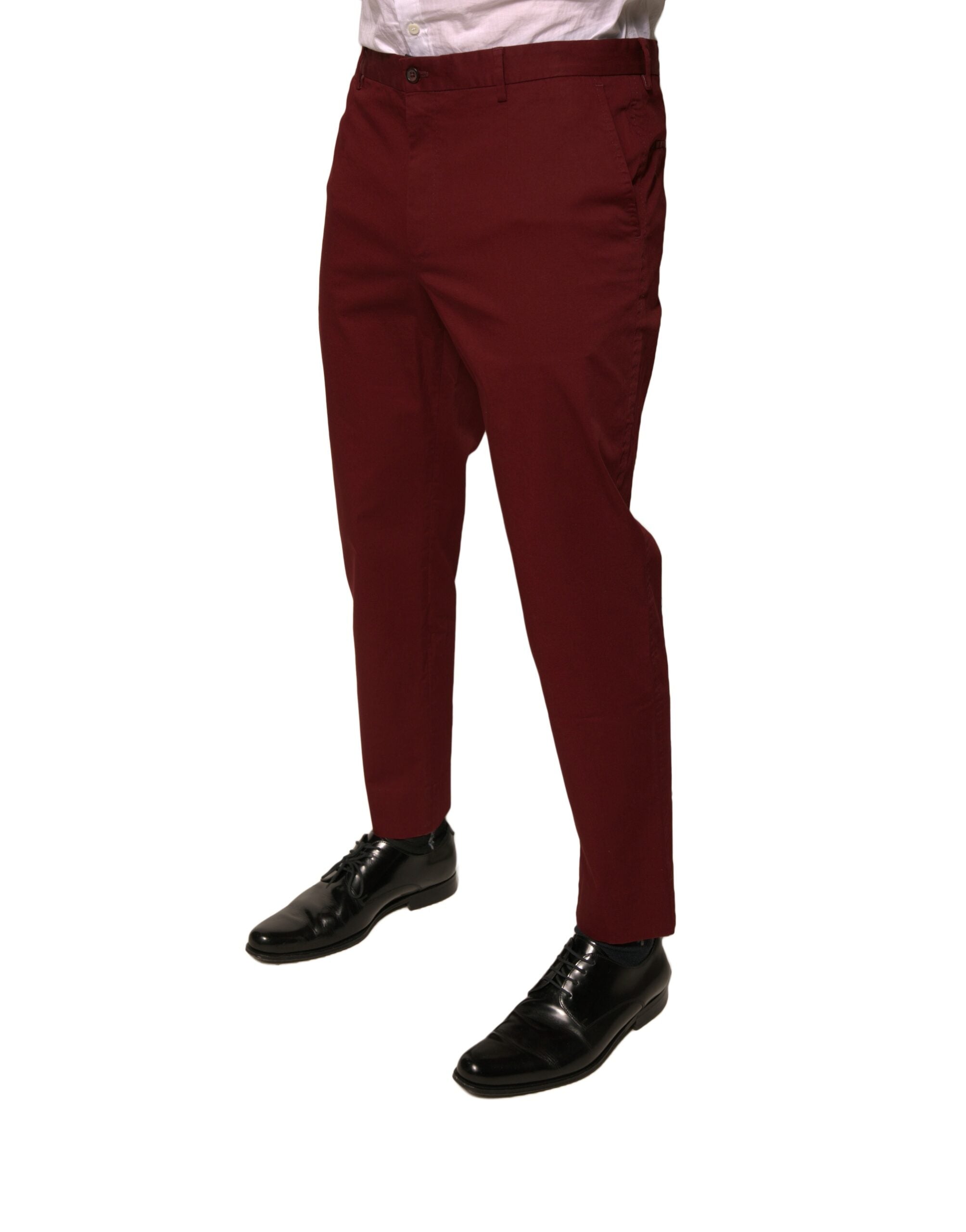Pantalon homme skinny en coton bordeaux de Dolce & Gabbana, pantalon habillé élégant pour hommes.