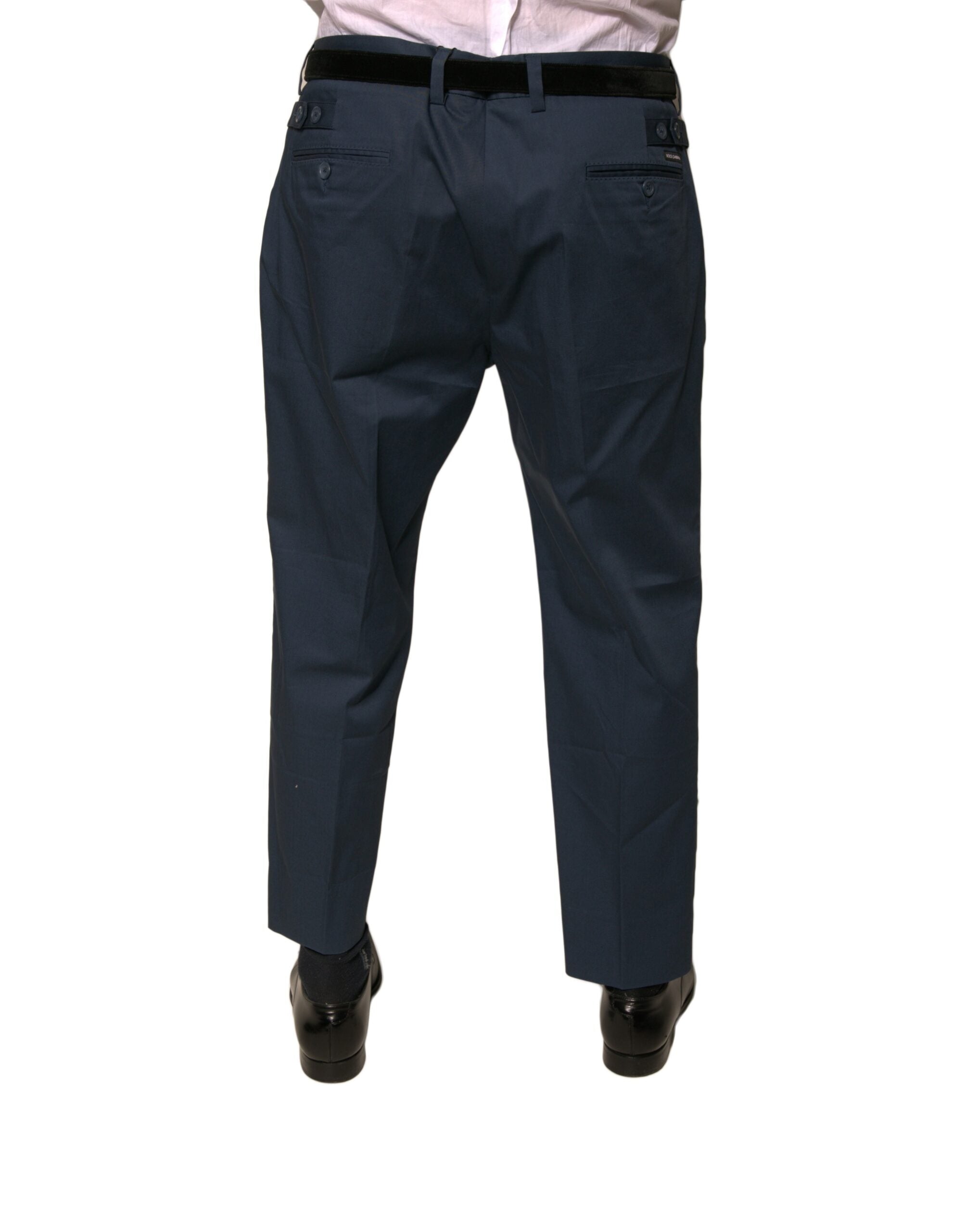 Pantalon habillé skinny en coton bleu pour homme de Dolce & Gabbana, coupe élégante et moderne.