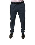 Pantalon homme Dolce & Gabbana en coton stretch bleu foncé, coupe skinny, style pantalon habillé pour homme.