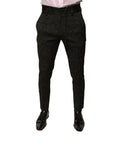 Pantalon homme Dolce & Gabbana noir en brocart de polyester, coupe skinny, élégant pantalon de costume pour homme
