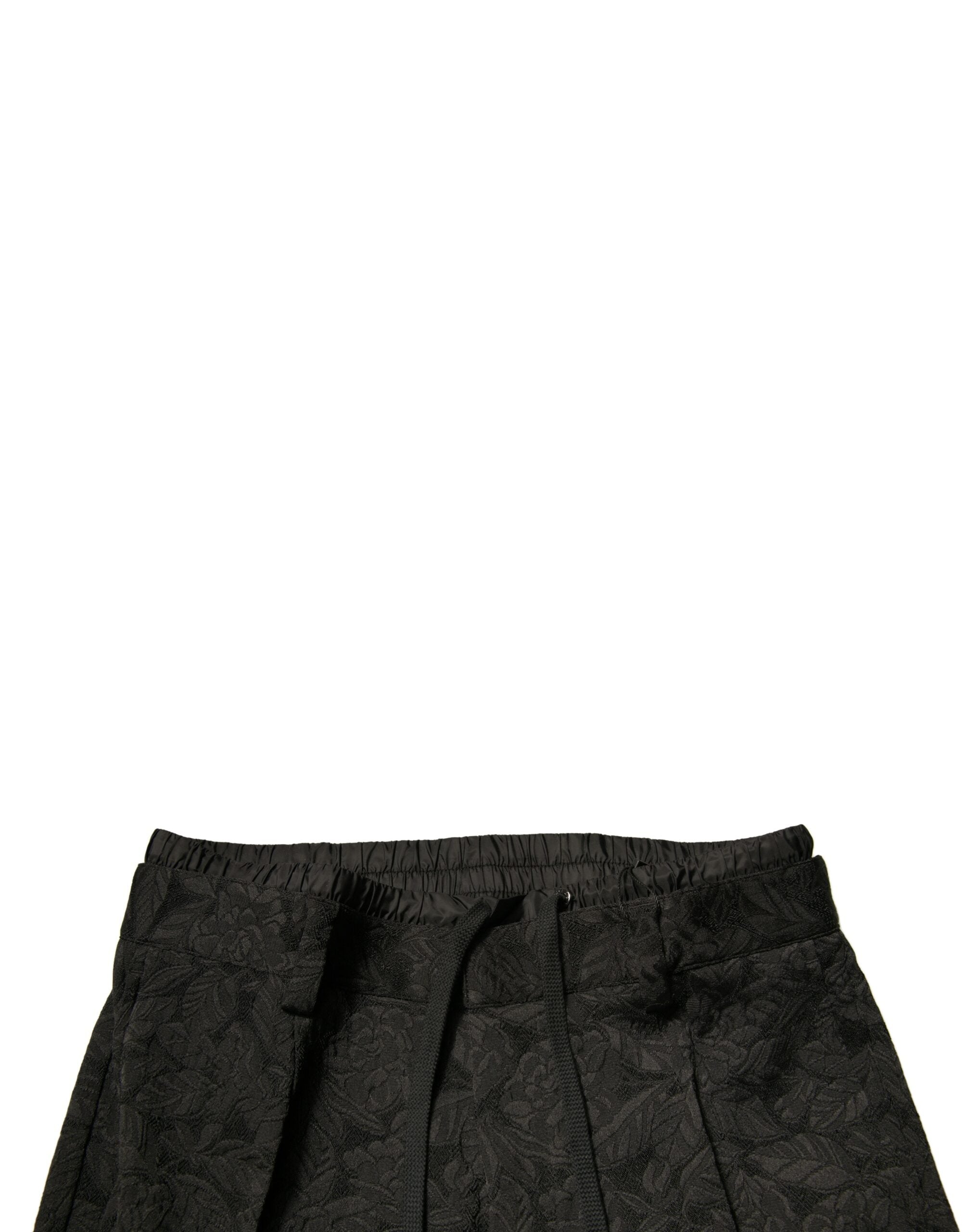 Pantalon homme Dolce & Gabbana en polyester noir à brocart, coupe skinny, élégant et sophistiqué.