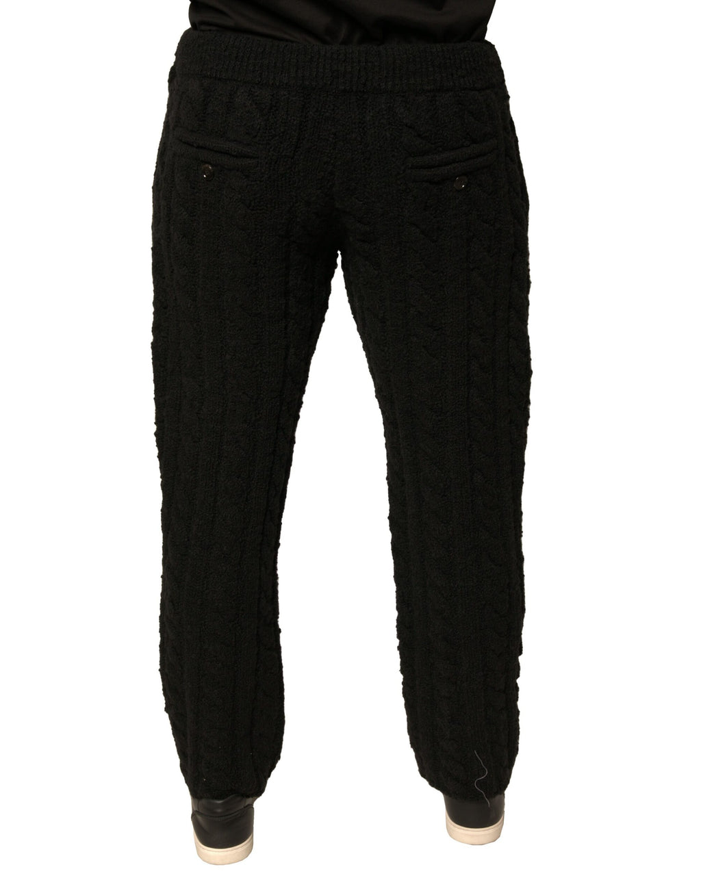 Pantalons skinny en laine noire Dolce & Gabbana, coupe ajustée et tendance, visibles sur l'image.
