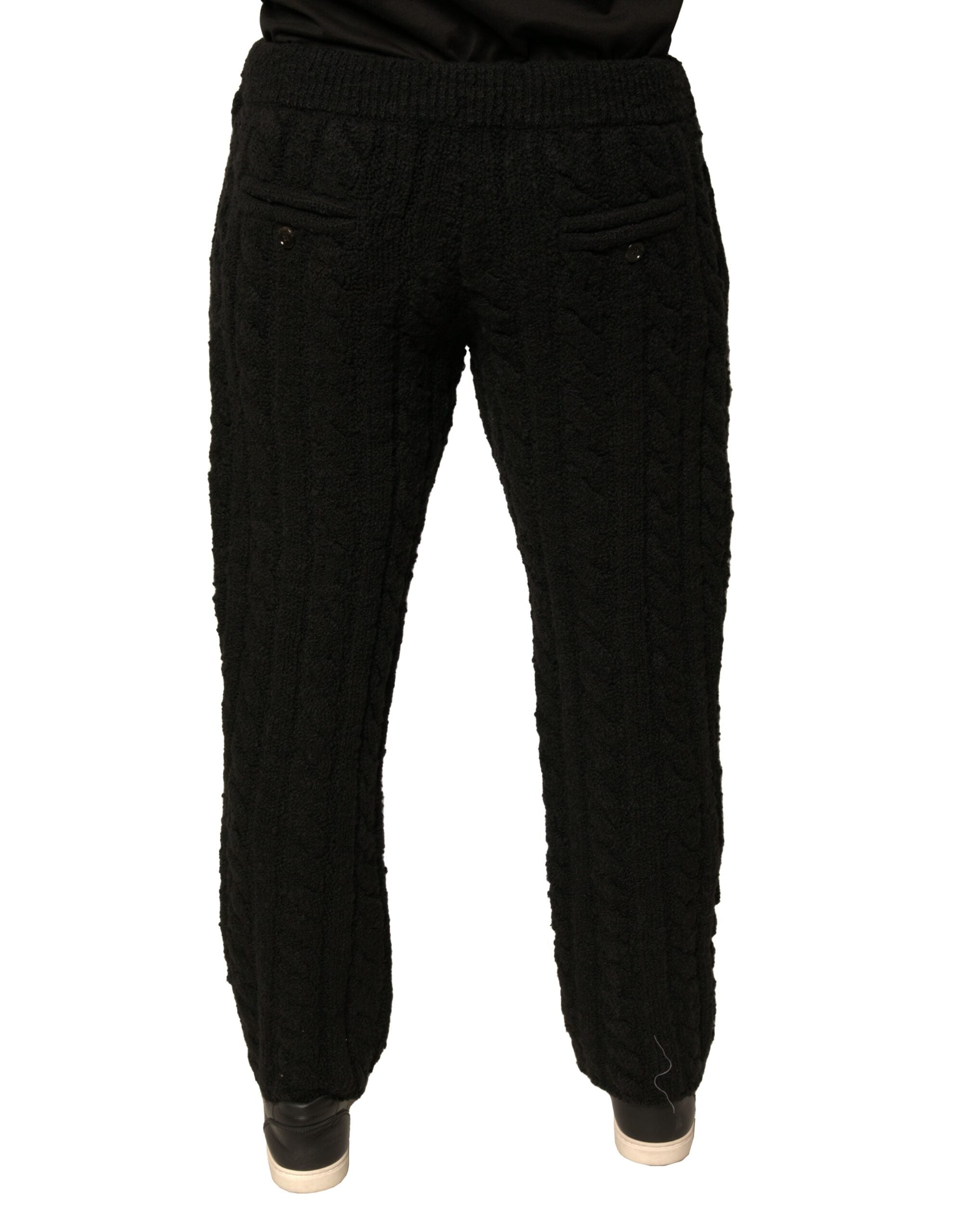 Pantalons skinny en laine noire Dolce & Gabbana, coupe ajustée et tendance, visibles sur l'image.