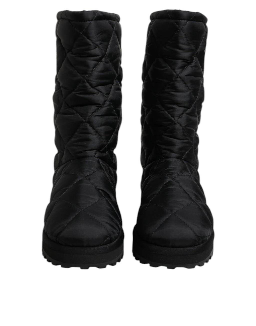 Bottes d'hiver noires en polyester rembourrées Dolce & Gabbana, mi-mollet, pour femmes, chaussures chaudes et élégantes