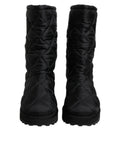 Bottes d'hiver noires en polyester rembourrées Dolce & Gabbana, mi-mollet, pour femmes, chaussures chaudes et élégantes