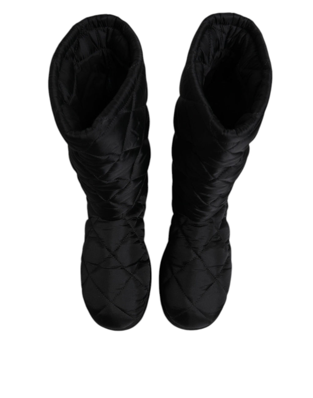 Bottes d'hiver Dolce & Gabbana en polyester noir, rembourrées, mi-longues, avec semelle antidérapante et design élégant.