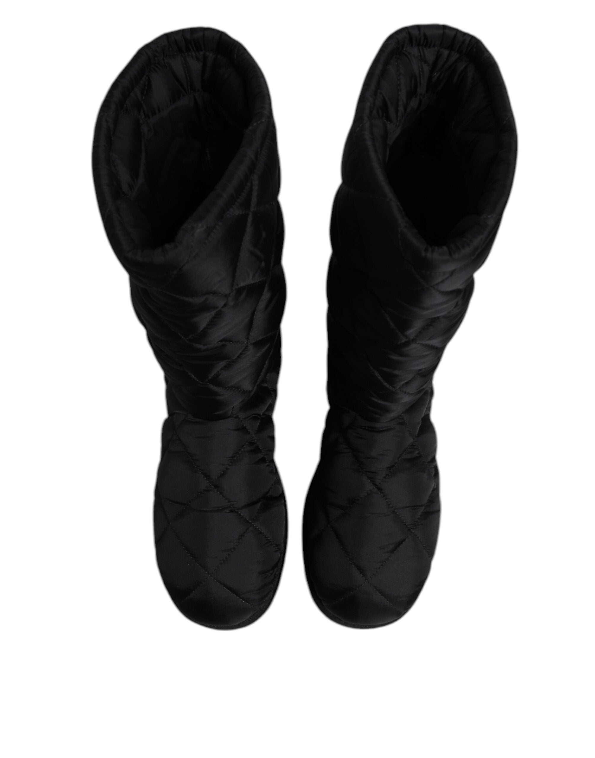 Bottes d'hiver Dolce & Gabbana en polyester noir, rembourrées, mi-longues, avec semelle antidérapante et design élégant.