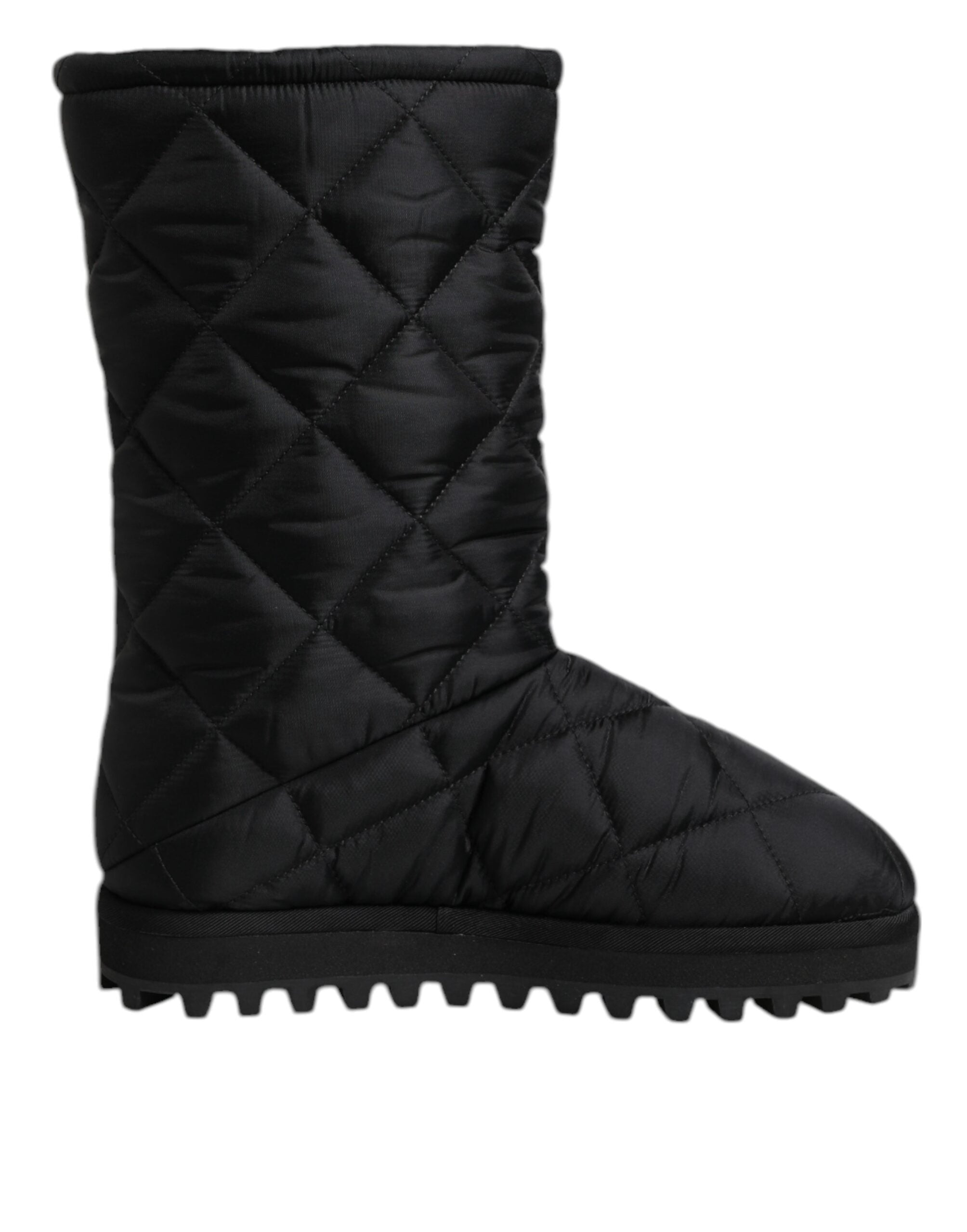 Bottes d'hiver Dolce & Gabbana en polyester noir, rembourrées, jusqu’au mollet, pour garder les pieds au chaud.
