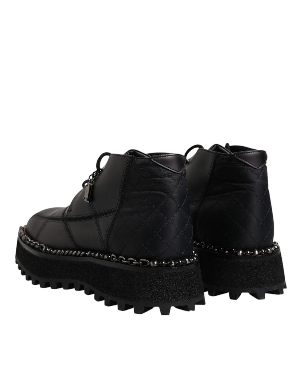 Bottines noires en cuir Dolce & Gabbana avec lacets, chaussures élégantes pour femme, semelle en cuir.
