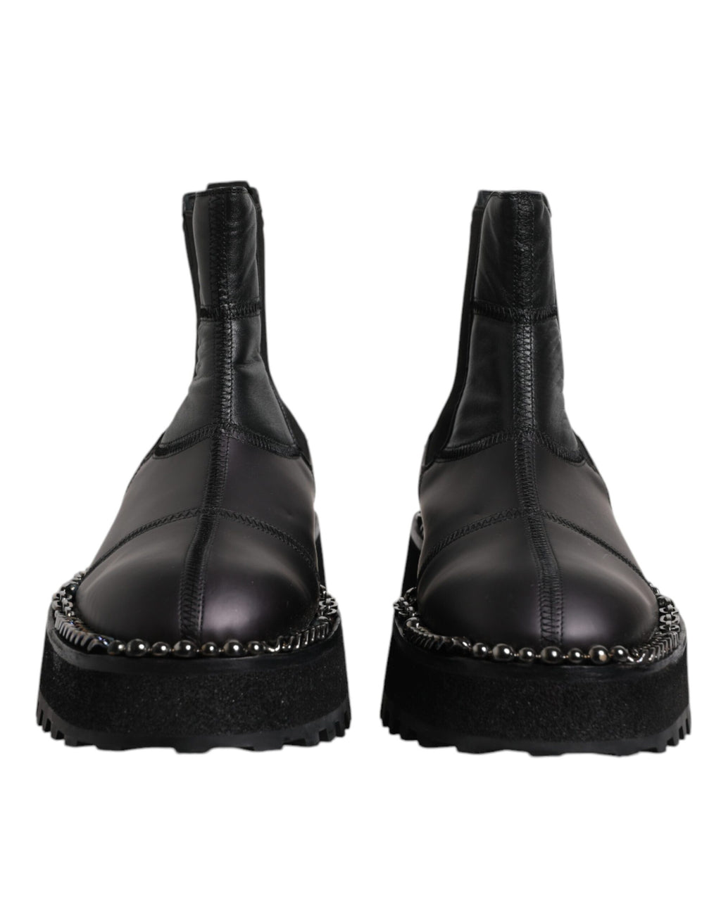 Chaussures Chelsea noires en cuir de Dolce & Gabbana, chaussures à enfiler élégantes pour homme.