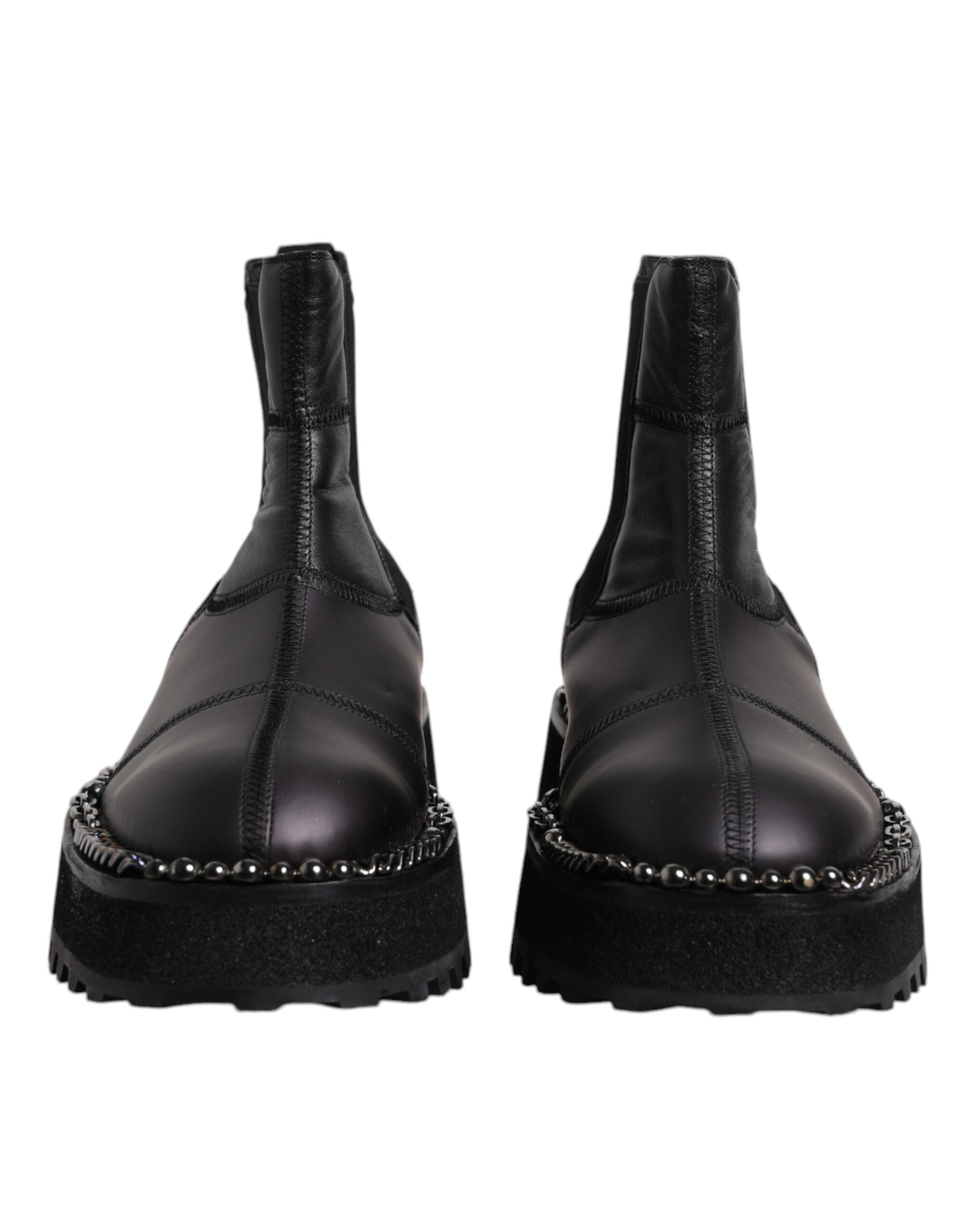 Chaussures Chelsea noires en cuir de Dolce & Gabbana, chaussures à enfiler élégantes pour homme.
