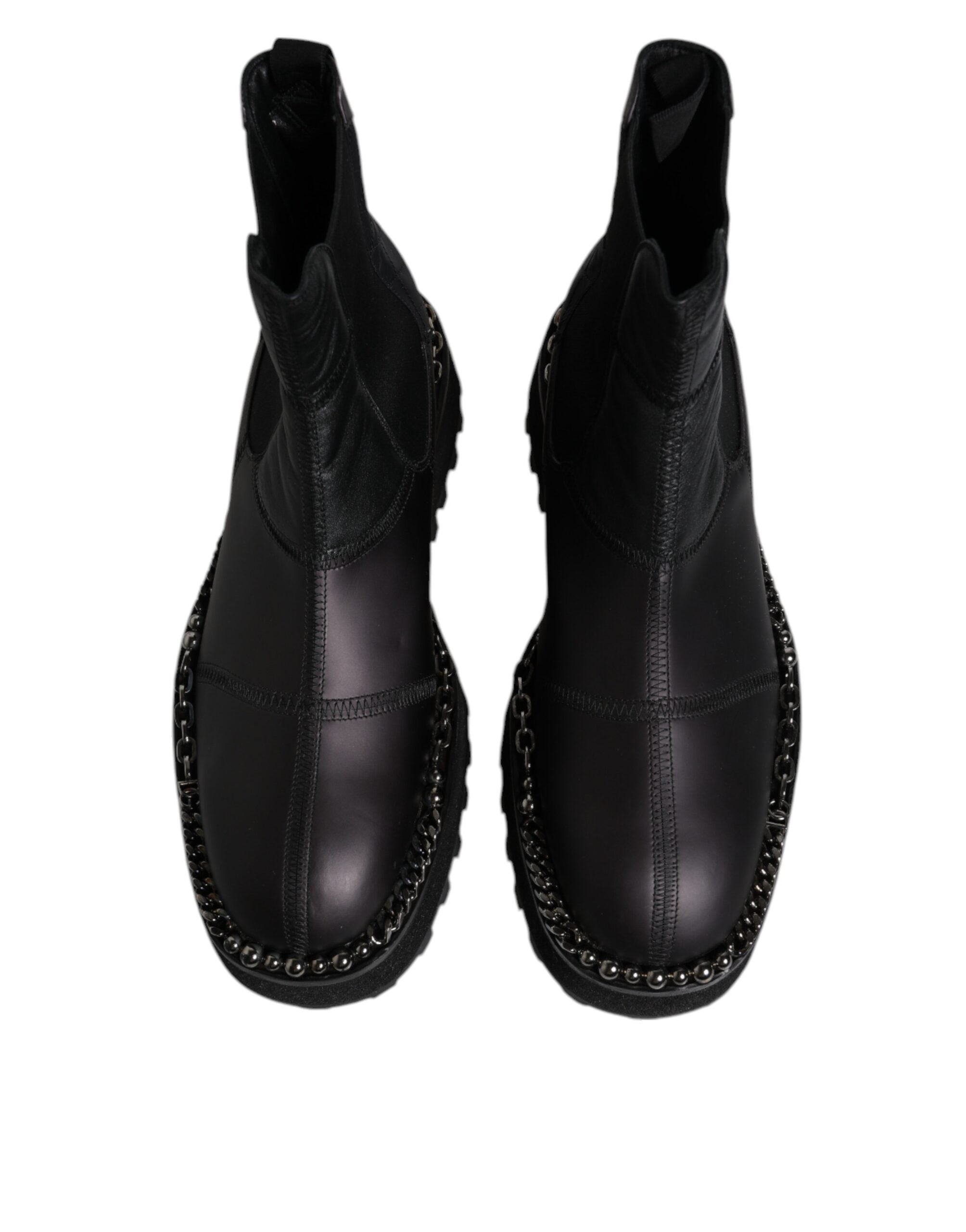 Bottes Chelsea noires en cuir Dolce & Gabbana, chaussures à enfiler élégantes et tendance pour homme.