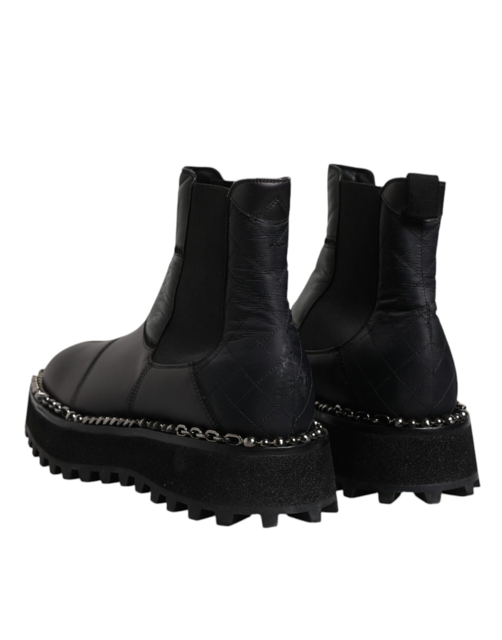 Chaussures Chelsea noires en cuir de Dolce & Gabbana, bottines slip-on élégantes pour hommes.