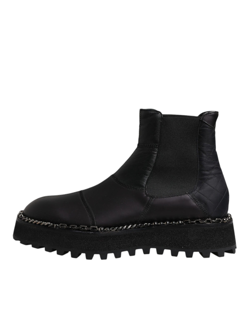 Bottes Chelsea noires en cuir Dolce & Gabbana, chaussures à enfiler élégantes et modernes pour hommes.