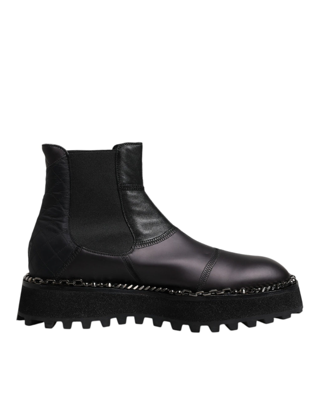 Chaussures Chelsea noires en cuir Dolce & Gabbana, bottines slip-on élégantes pour homme.