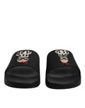 Sandales Dolce & Gabbana en cuir noir, chaussures de plage élégantes et confortables pour femme.