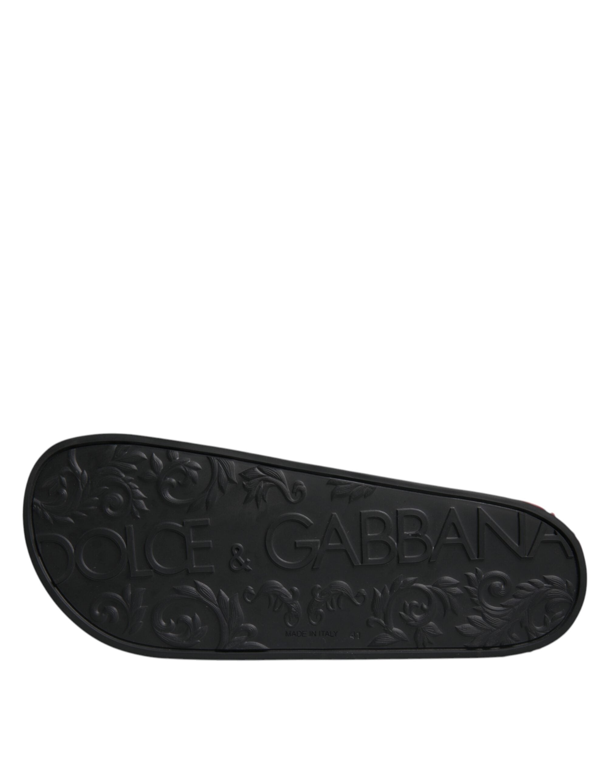 Sandales Dolce & Gabbana en cuir noir pour la plage, chaussures confortables et élégantes pour la plage et les loisirs.