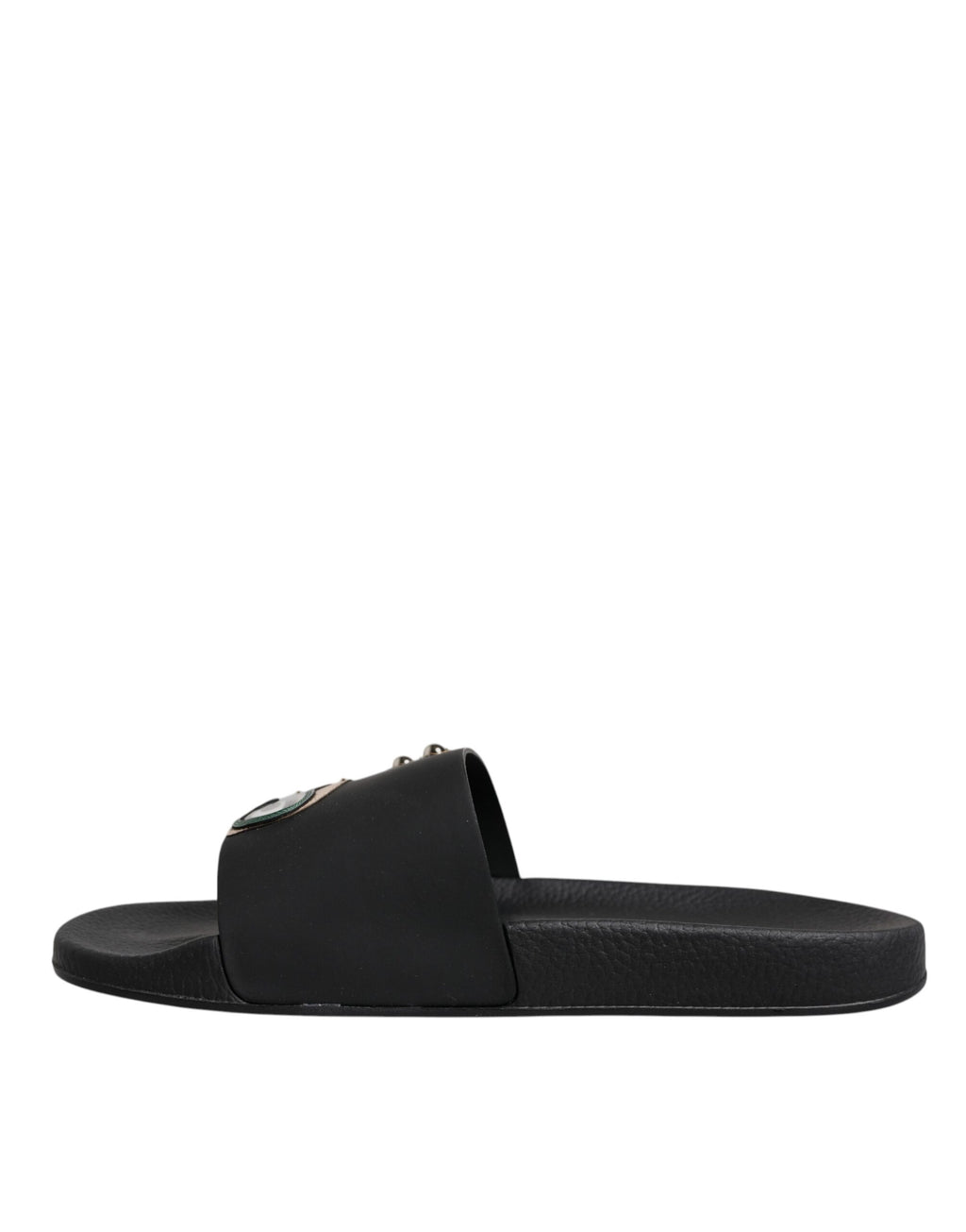 Sandales Dolce & Gabbana noires en cuir pour femmes, sandales plates de plage avec bride à glissière.