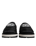Sandales à enfiler en nylon noir Dolce & Gabbana avec logo brodé et patch rembourré, style confortable et élégant.