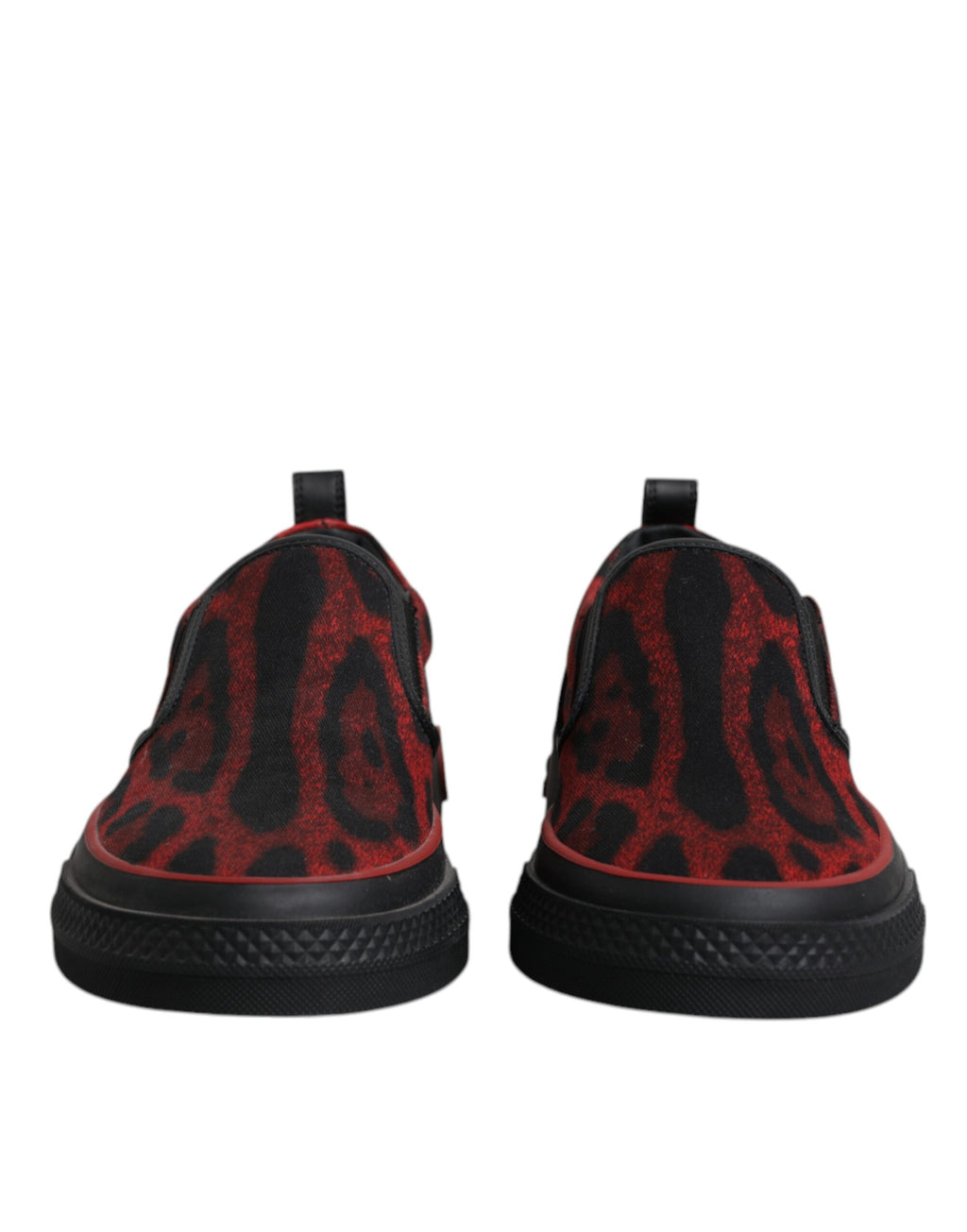 Chaussures sneakers basses en coton Dolce & Gabbana, rouge et noir à motif léopard, pour homme