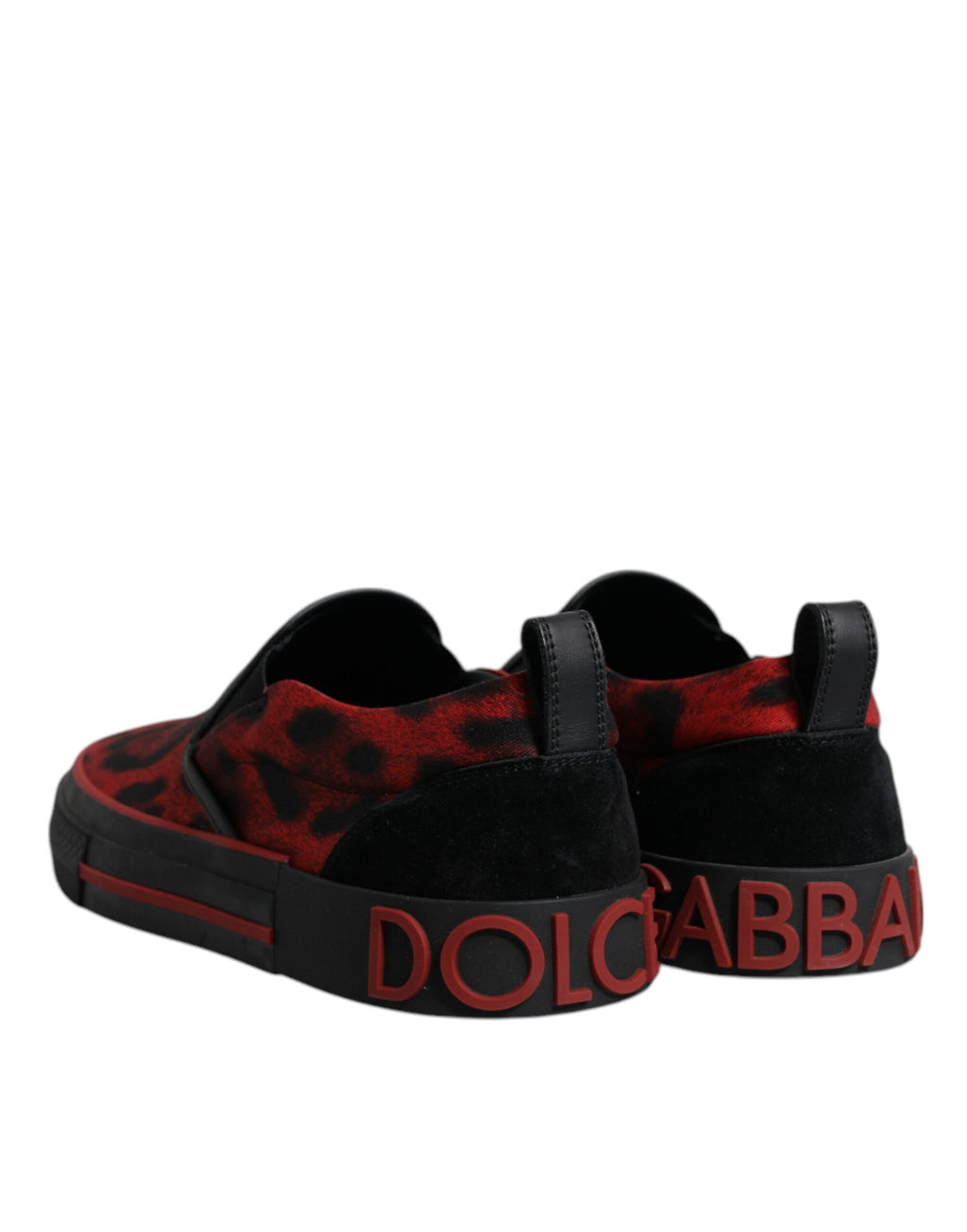 Chaussures basses pour homme Dolce & Gabbana, sneakers en coton rouge et noir à motif léopard, style décontracté et tendance