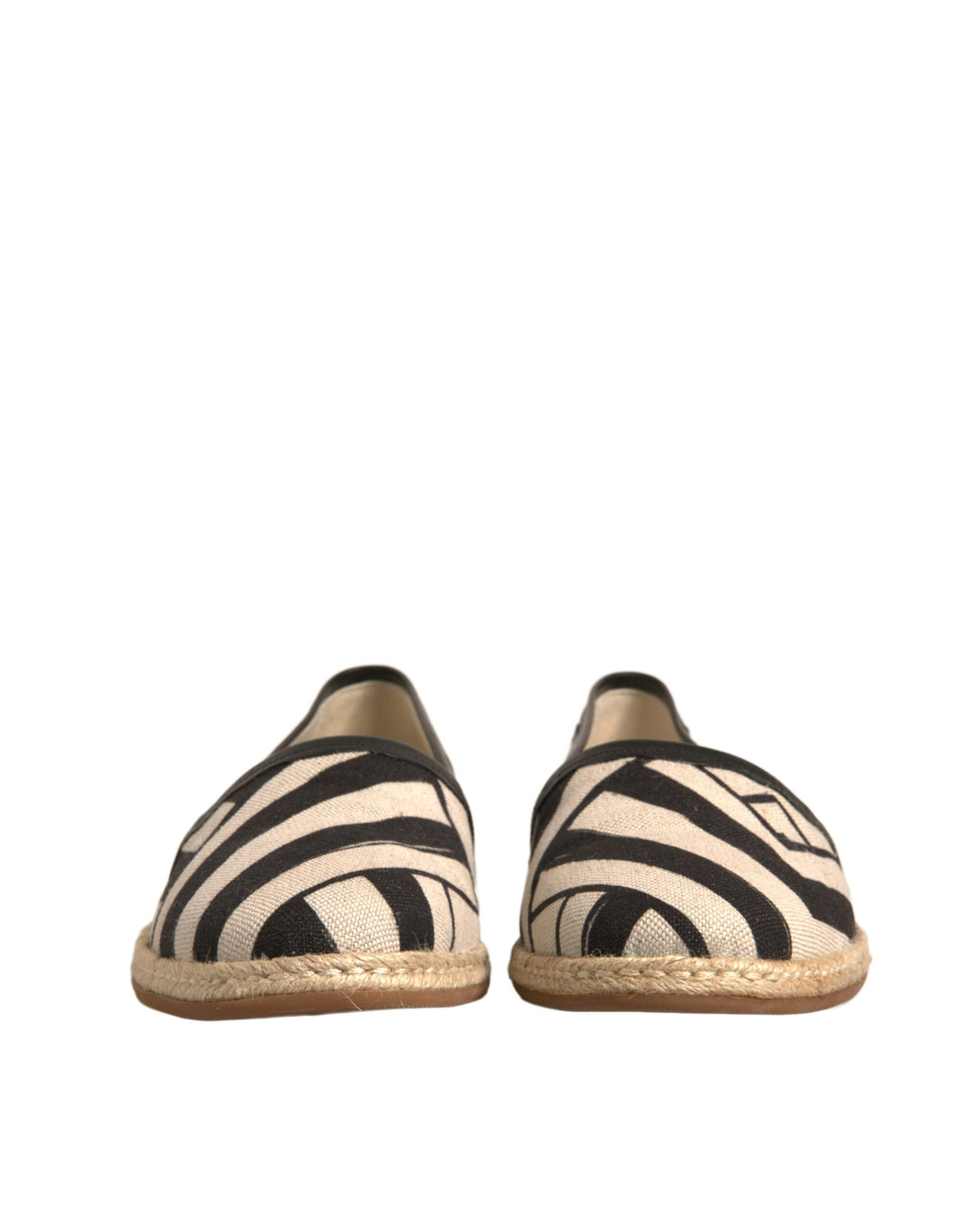 Chaussures espadrilles Dolce & Gabbana à rayures noires et blanches, slip-on, chaussures décontractées en toile.