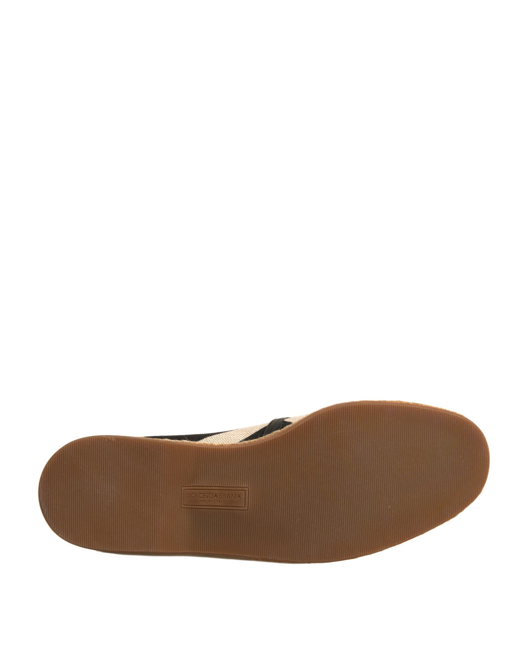 Chaussures espadrilles à enfiler Dolce & Gabbana noires et blanches à rayures, chaussures décontractées pour femmes.